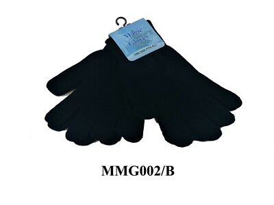 6 Pairs Magic Unisex Knit Gloves Warm Solid Soft Winter Cozy Black One Size M002