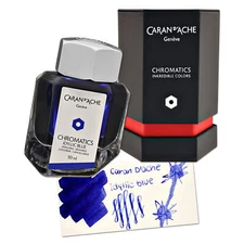Caran d'Ache Chromatics Bottled Ink for Fountain Pens in Idyllic Blue - 50 mL