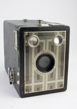 Antique Kodak Six-20 Brownie Box Camera - Art Deco Face 
