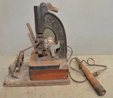 Antique gold foil hot embossing machine collectible early letter press tool 