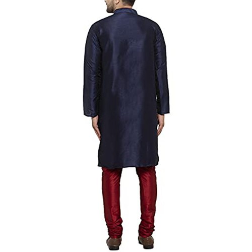 Traditional Plain Full Sleeve Silk Kurta Pajama Regular Fit Party Were For Mens - Picture 40 of 66