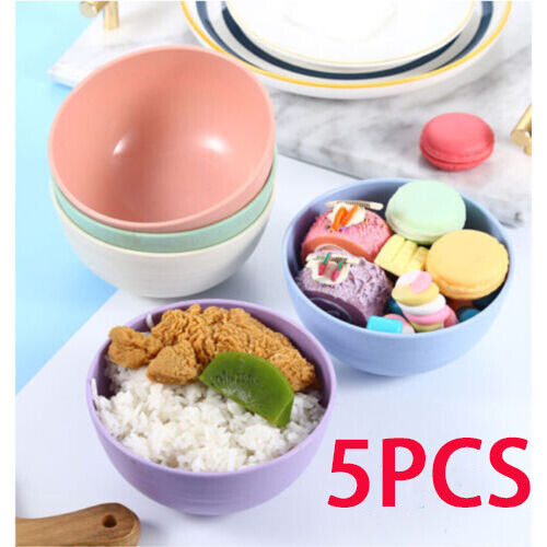 Cereal Bowls-Set of 5 Wheat Straw Fiber Bowls Unbreakable free shipping US