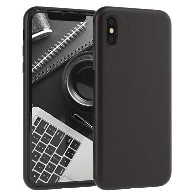 Für Apple iPhone XS Max Kunstleder Schutzhülle Back Cover Case Hülle Schwarz