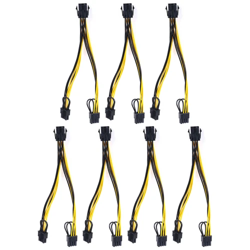 Lot de 7 Câble PCI Express 6 Broches vers 2 x PCIe 8 (6+2) Broches Alimentation