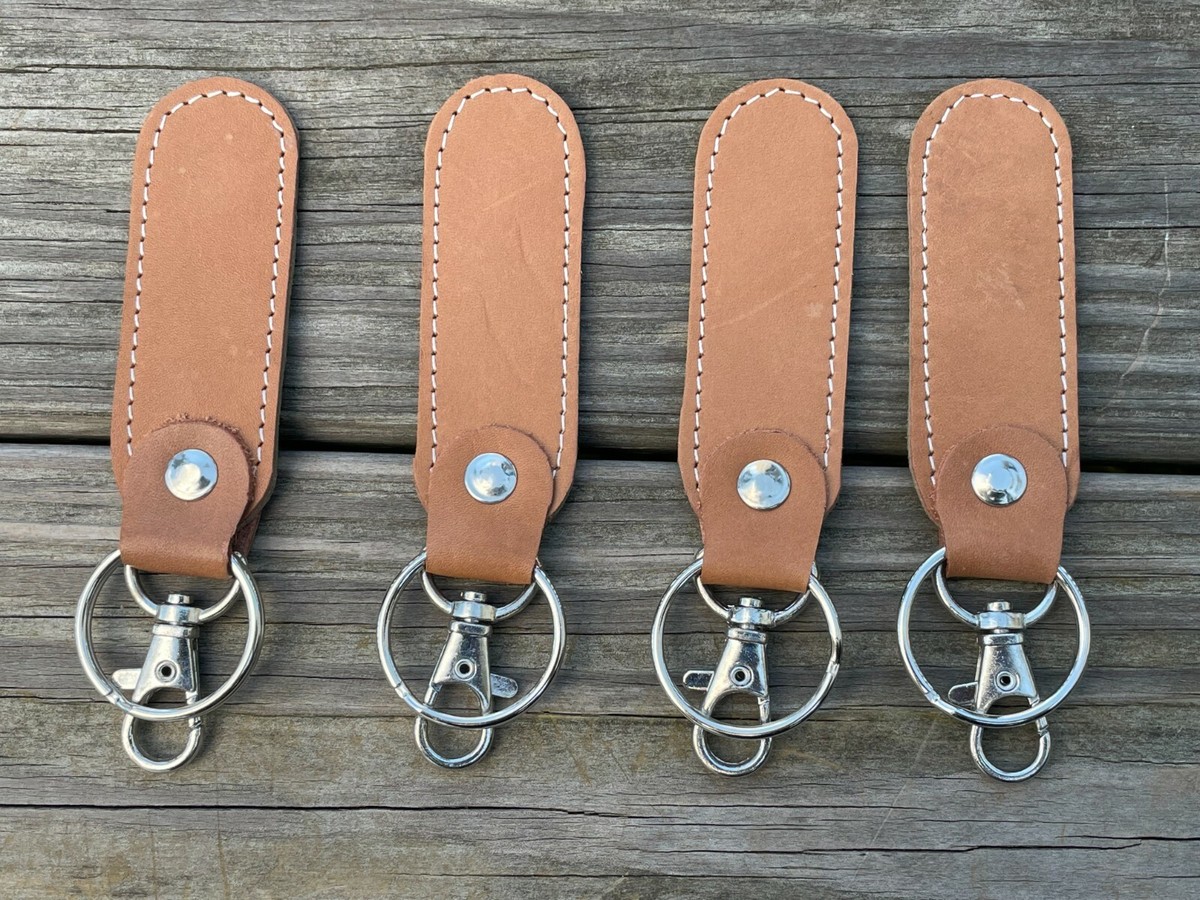 Leather Keychain Brown/Green Handmade Keys Holder Key Rings lot of