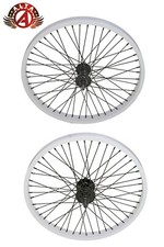 20 x 2.125 BMX Sealed Bearing White Alloy 48 Spoke Wheel, Front or Rear 9T Cog.