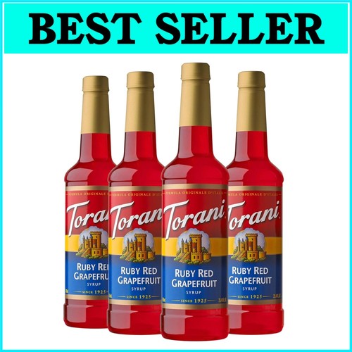 Sweet & Tart Ruby Red Grapefruit Syrup - 25.4oz Pack of 4 for Home Baristas