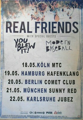 REAL FRIENDS 2014 TOUR - orig. Concert Poster - Konzert Plakat - DIN A1