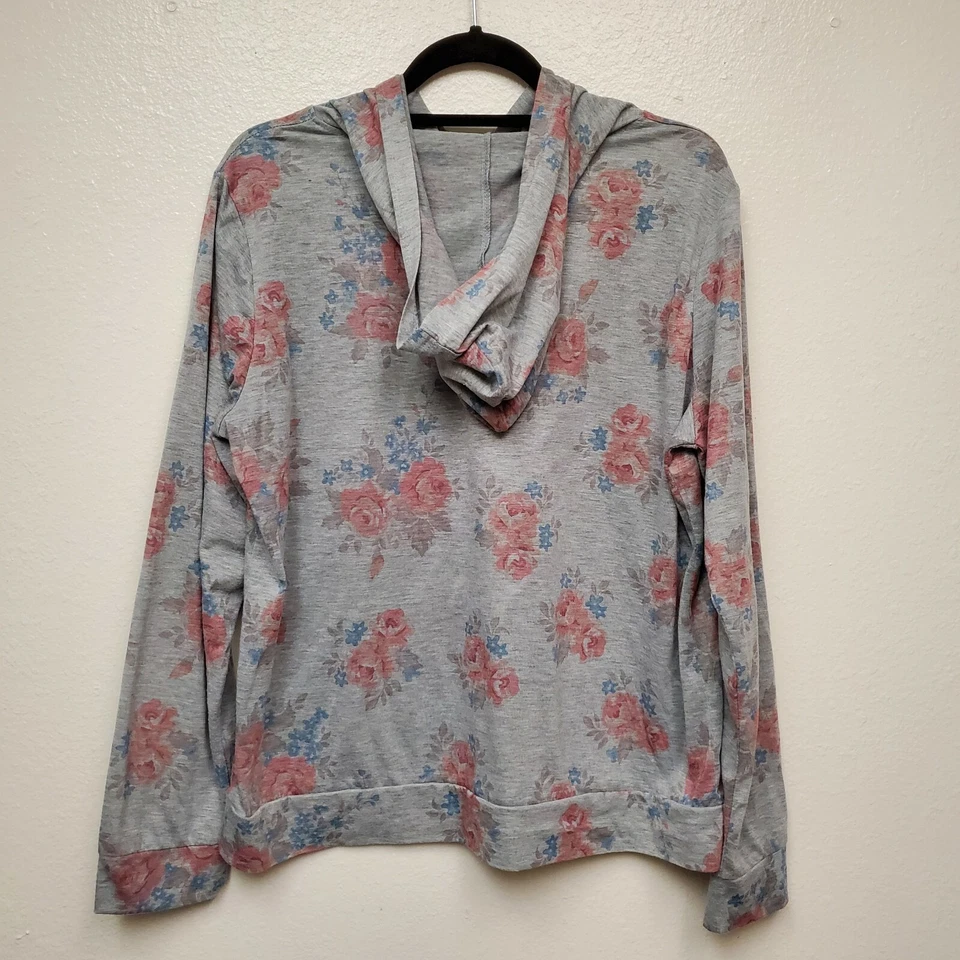 Jerry Leigh Hoodie Juniors XXL 2XL 19 Gray Roses Gold Anchor Pocket Lightweight - Image 2 of 4