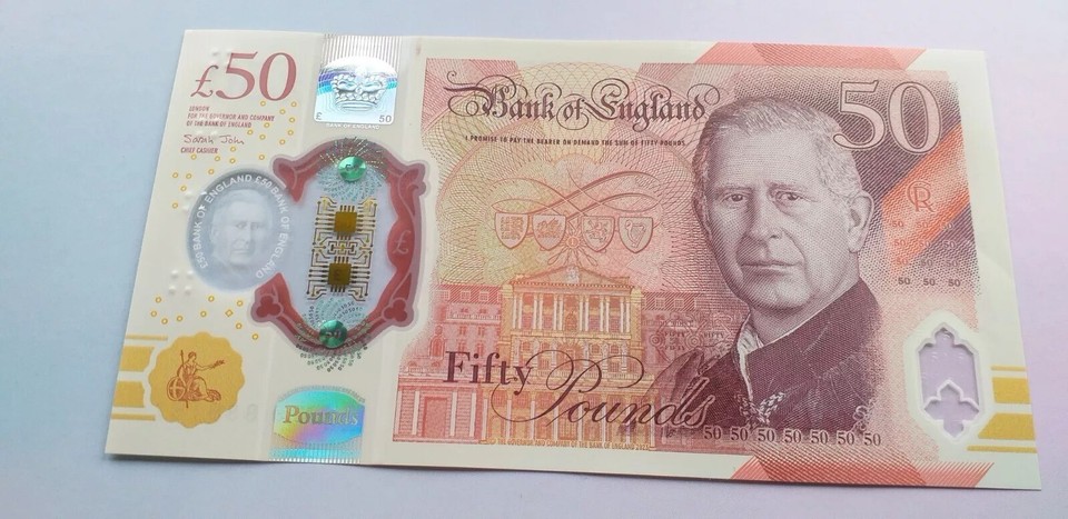 Rarest Pound Notes New Uncirculated £50 Pound Note King Charles III Polymer Mint Extremely ...