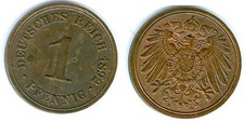 Kaiserreich  1 Pfennig 1892 A  fast stempelglanz