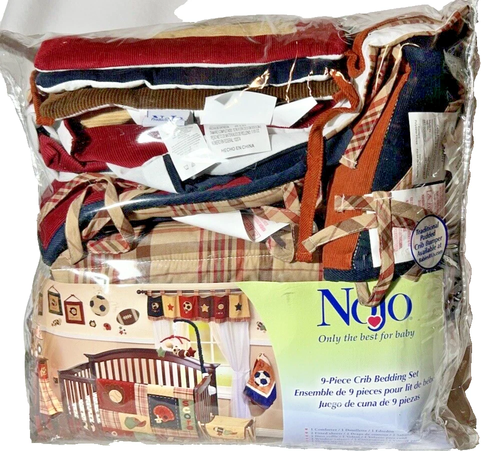 Nojo Sports Nursery Bedding 9 Piece Crib Quilt Dust Ruffle Valance Curtain Sheet