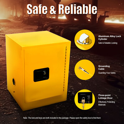 12 Gallon Fireproof Safety Storage Welded Cabinet Bin Flammable Liquid Storage