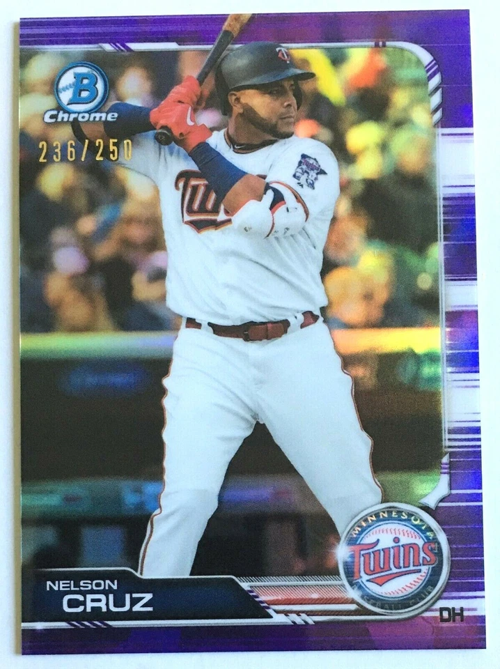 Nelson Cruz 2019 Bowman Chrome Purple Refractor #70 /250 Minnesota Twins Insert - Image 2 of 3