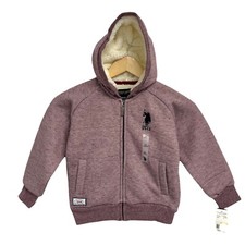 U.S Polo Assn. Kids Long Sleeve Red Hooded Sherpa Lined Zip Up Sweatshirt Size M