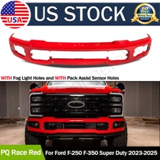 PQ Race Red Front Bumper Face Bar for 2023-2025 Ford F250 F350 SD w/ Fog & Park