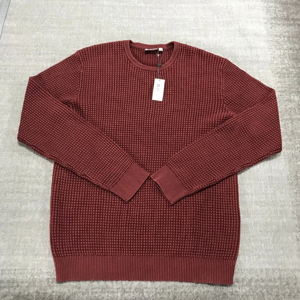 New Adriano Goldschmied Sweater Mens Large Pullover Waffle Knit Red Preppy - Image 2 of 4