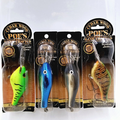 Vtg New Poe's Series 400 Cedar Wood Crankbait Lure 3/4 Oz 10 - 18