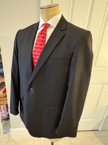 NEIMAN MARCUS Men's 2 Button Black Subtle Striped Wool Sport Jacket 42R $998 - Picture 4 of 8