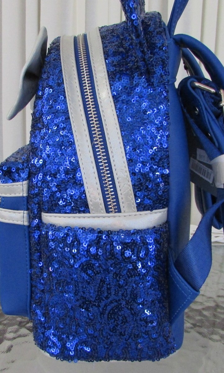 ?SALE? NWOT Loungefly Disney Parks Wishes Come True Blue Sequin Mini Backpack Disney Parks Loungefly Blue Sequin Mini Backpack Wishes NWT  main image 3