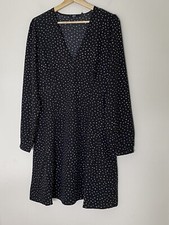 UNIQLO Printed V-Neck Long-Sleeve Mini Dress size S new with tag black