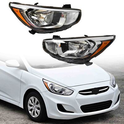 For 2015 2016 2017 Hyundai Accent Headlight Assembly Driver Passenger ...