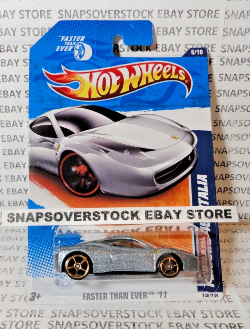 2011 HOT WHEELS SILVER FERRARI 458 ITALIA, FASTER THAN EVER '11