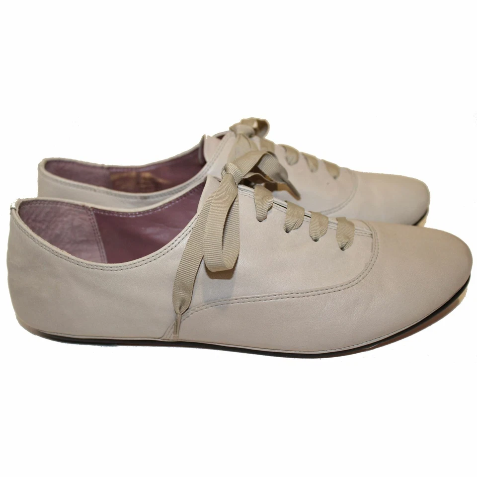 Nuevo LUJO REBEL BIRKIN Gris Cuero Con Cordones Informales Oxford Mujer Zapatos 8.5 $185 Foto 4 de 4