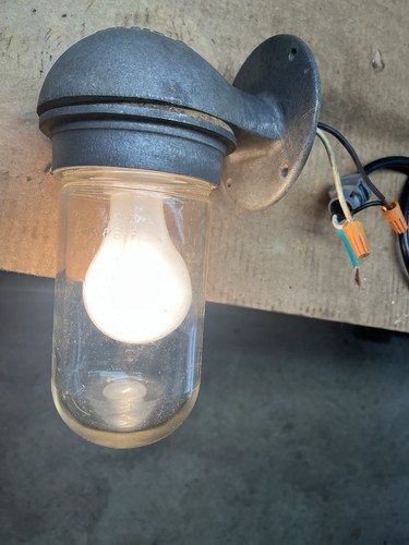 vintage weather proof wall mount explosion proof light RAB elec New York city