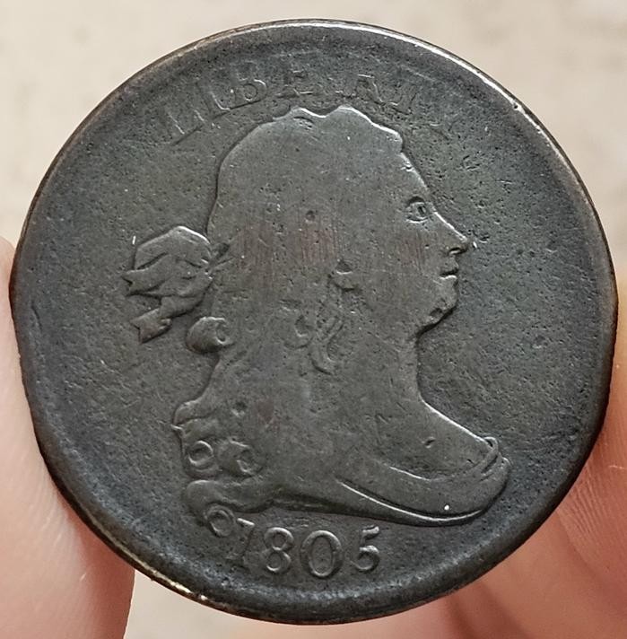 1805 DRAPED BUST HALF CENT VERY FINE DEVICES