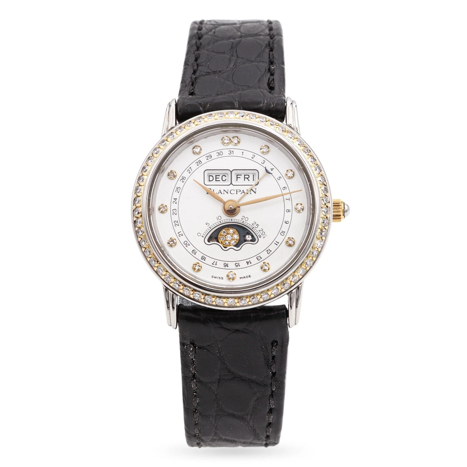 Blancpain — Blancpain Stainless Steel Triple Calendar Moonphase Diamond Women’s Watch
