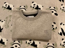 Champion Men  s Large Gray Sweatshirt Fleece Crewneck Grey Embroidered Logo