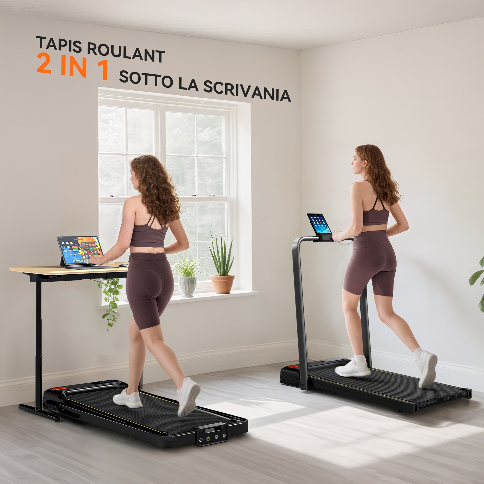 Tapis Roulant Pieghevole con Inclinazione Regolabile, Velocità 1-10 km/h, Displa foto 4