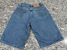 Vintage Levi 562 Loose Fit Shorts Boys Size 14 W-27  Blue Orange Tab Stone Wash