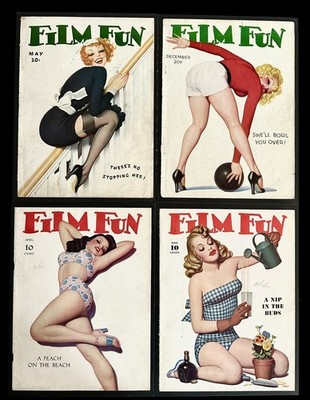 4 Original FILM FUN Magazine COVERS by Enoch Bolles! Ready for framing! 1930's