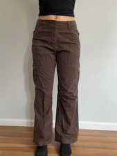 Women s brown cotton cargo pants wide legged