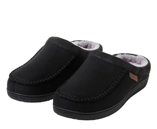 Dearfoams Mens' Size Medium (9-10) Indoor/Outdoor Slipper, Black New