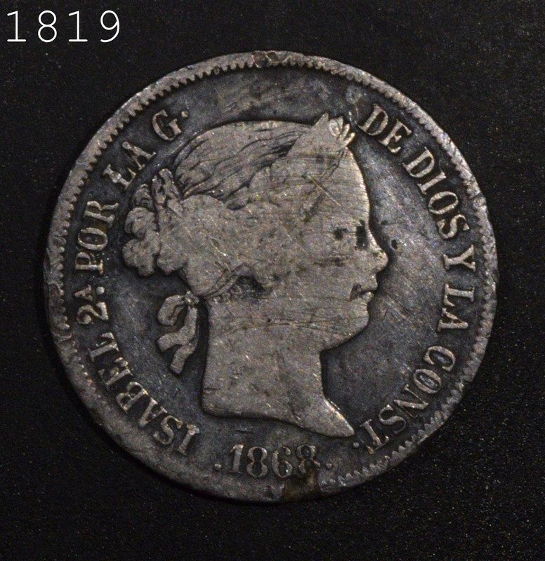 1868 Philippine 20 Silver Centimos *Combined S/H*