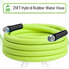 25FT Hybrid Rubber Garden Hose 5/8" Heavy Duty Water Hose Brass Fittings