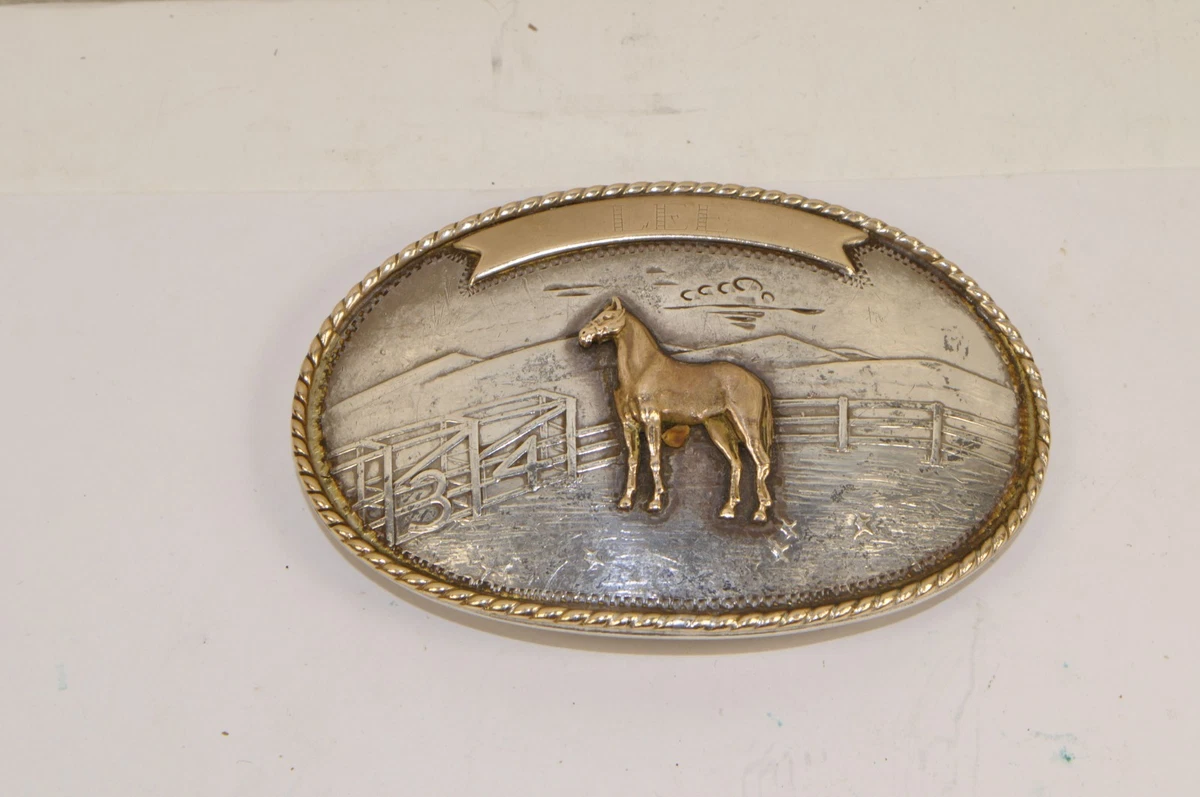 Comstock German Silver Horse Belt Buckle and Leather Belt.  Size 34 Comstock Silversmiths Buckle - Etsy main image 2