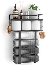Wall Mounted Towel Rack for Bathroom - Bath Storage Holder Set Above Toilet, Rol