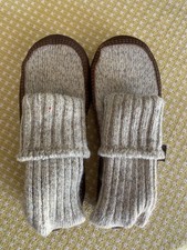 NWOT Acorn Original Slipper Sock Rag Wool Thick Cozy - Light Gray W 8-9 M 6-7