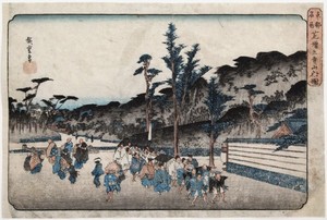 Authentic 1830s Hiroshige Japanese Edo Woodblock Print Zojo-ji Shiba Toto Meisho