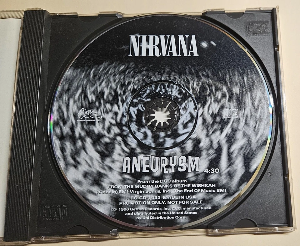 Nirvana - USA Promo CD Single - "Aneurysm" - disc NM, inlay VG Foto 2 de 3
