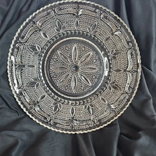 Federal Glass Heritage Clear Sandwich Platter – Vintage Pressed Glass Floral
