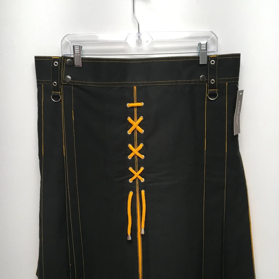 Cloud Kilt Para Hombres Negro Naranja Denim Moda Escocesa Híbrida Falda Utilitaria 38 Nueva Foto 4 de 4