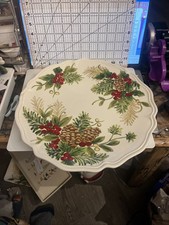 Maxcera Pine-cons Holly Berries Christmas Serving Platter 14?