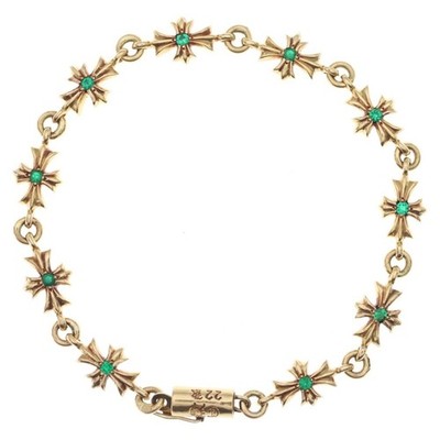 CHROME HEARTS 22k TNY E CH PLS P EMRLD Tiny ECH Plus Pave Emerald Gold Used cf12