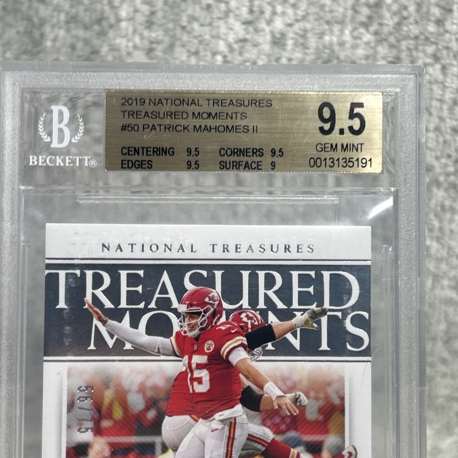 2019 National Treasures Patrick Mahomes /75 Treasured Moments #50 BGS 9.5 view 2