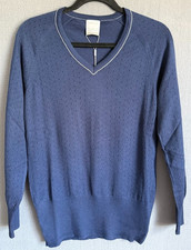 Nike Golf CoolMax Sweater Men Large Blue Wool Blend V Neck Knit Pullover NWT